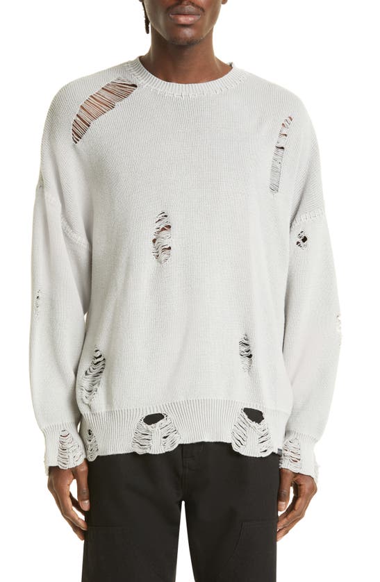 Flagstuff Damage Distressed Sweater In Gray