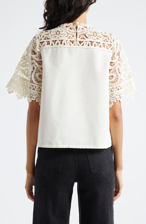 Shop Ulla Johnson Delia Lace Accent Top In Pearl