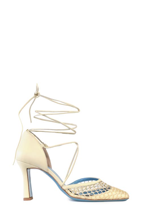 Valentina Rangoni Leone Crochet Wrap Tie Pump In Marzapane Parmasoft