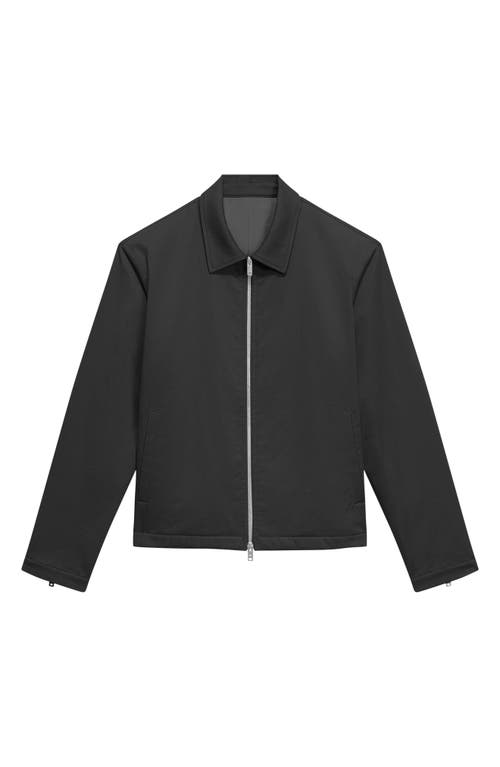 Shop Theory Cotton Twill Zip Cuff Bomber Jacket In Black