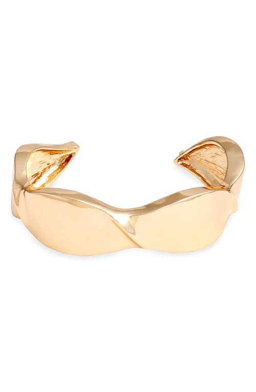 Geometric Curved Cuff Bracelet in Gold