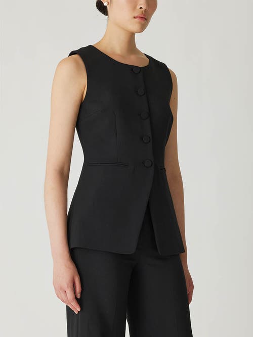 Shop Rebecca Taylor Refined Suiting Button Front Vest In Black