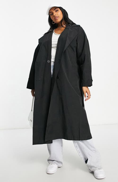ASOS DESIGN Cotton & Nylon Trench Coat in Black