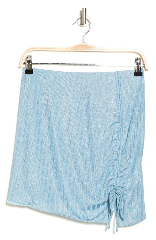 Shop Show Me Your Mumu Dazy Ruched Miniskirt In Blue Shiny Rib