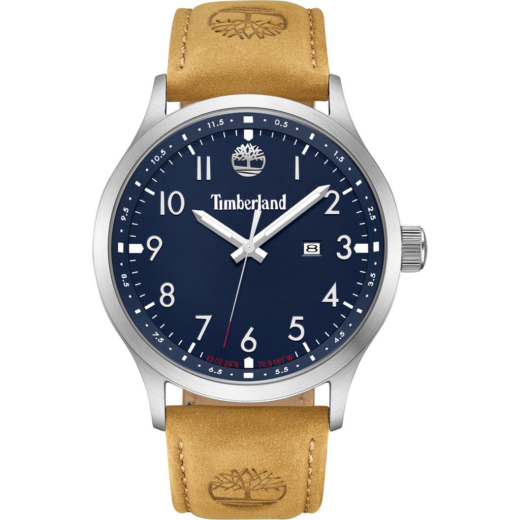 Timberland Trumbull Leather Strap Watch, 45mm In Blue