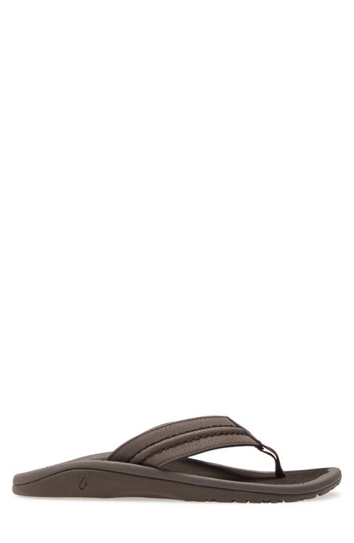 Shop Olukai Hokua Flip Flop In Dark Wood/dark Wood