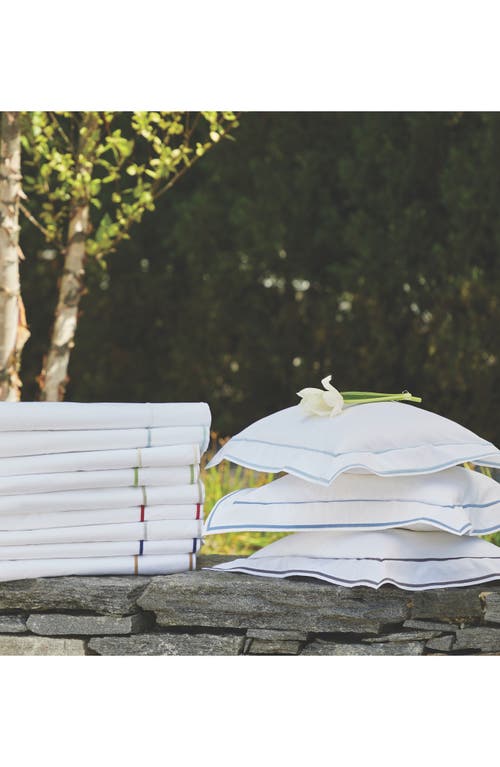 Matouk Ansonia 500 Thread Count Flat Sheet In White/sterling