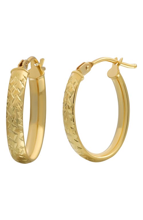 14K Gold Faceted Hoop Earrings in 14K Yellow Gold