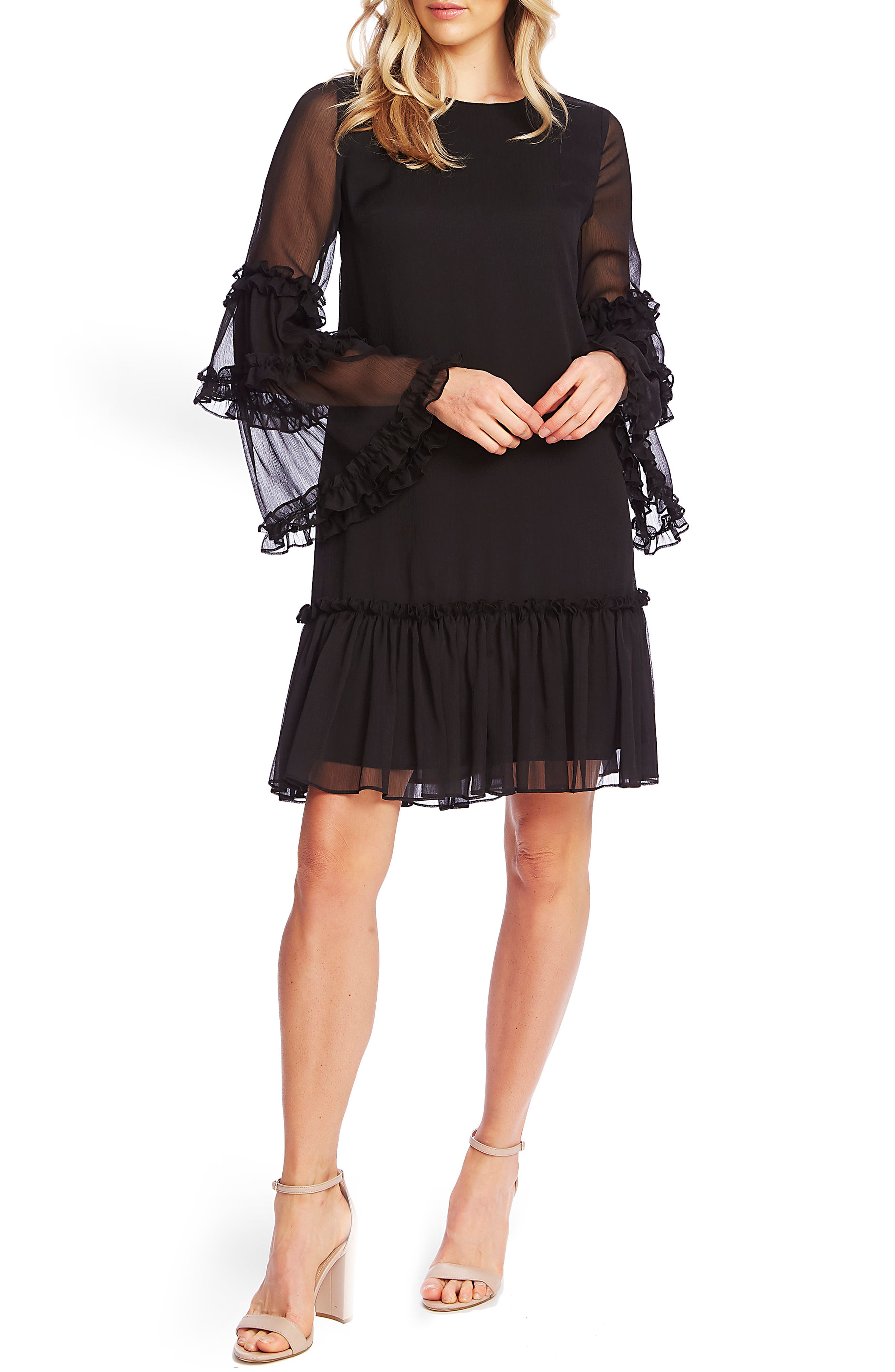 black chiffon shift dress