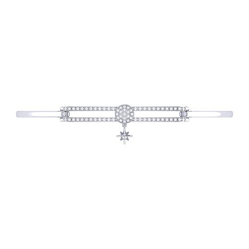 Luvmyjewelry Full Moon North Star Diamond Bangle In Sterling Silver In Silver
