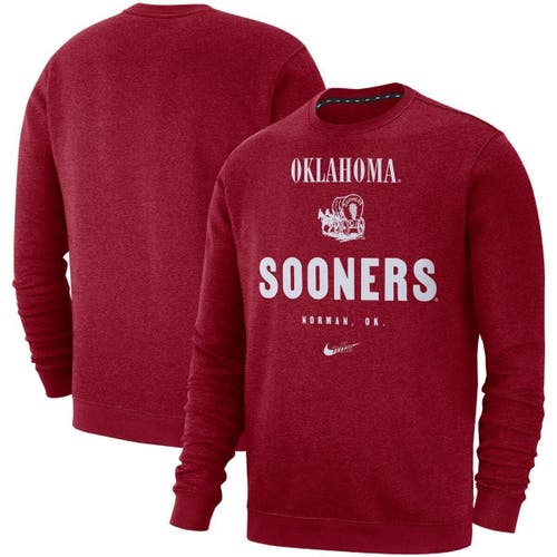 Men's Nike Crimson Oklahoma Sooners Vault Stack Club Fleece Pullover Sweatshirt