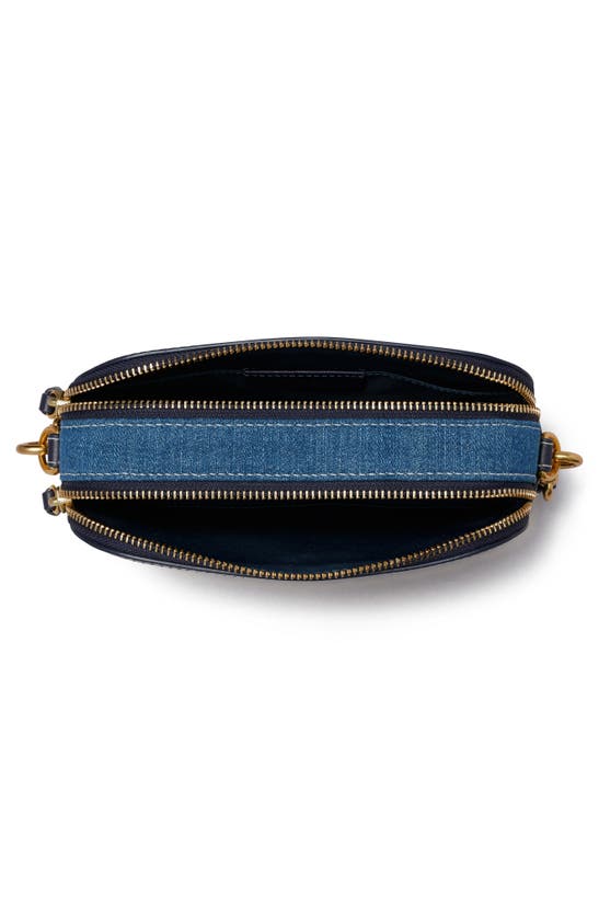 Shop Tory Burch Mini Miller Denim Crossbody Bag In Denim Multi