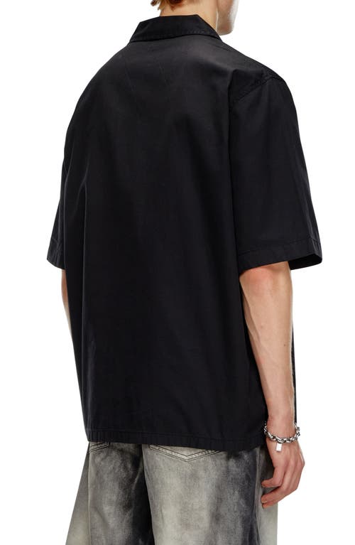 Shop Diesel ® S-stan Oversize Bleach Logo Camp Shirt In Black