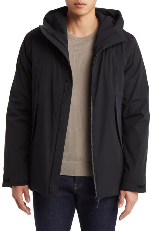 Robert Barakett Vernon Insulated Water Resistant Hooded Jacket in Black at Nordstrom, Size Large