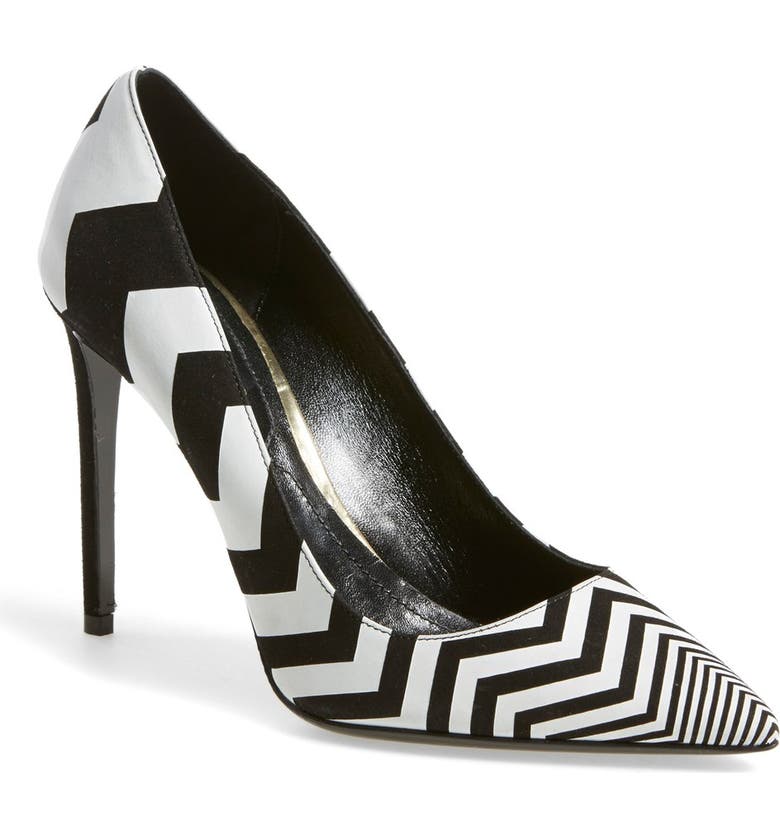 NICHOLAS KIRKWOOD Chevron Pointy Toe Pump, Main, color, BLACK/ WHITE