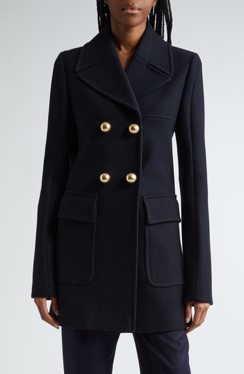 Stella McCartney Double Breasted Wool Peacoat 4101 - Ink at Nordstrom, Us