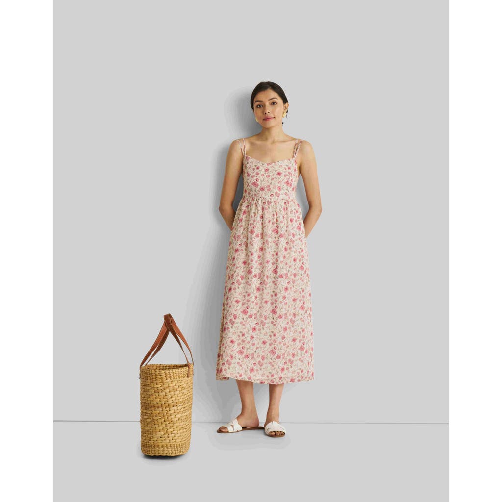Reistor Strappy Gathered Midi Dress In Petal Fusion
