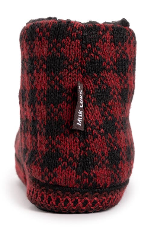 Muk Luks Favina Faux Shearling Slipper In Red Plaid Marl