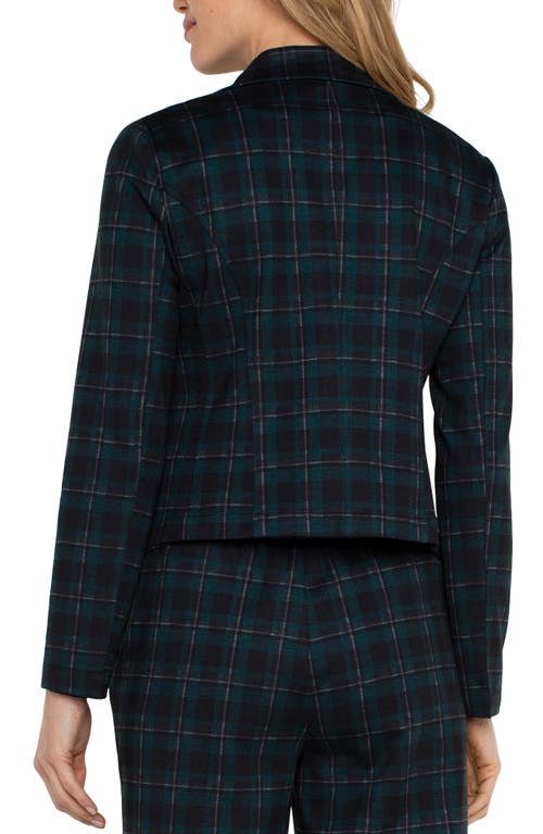 Shop Liverpool Plaid Double Breasted Blazer In Dark Forest