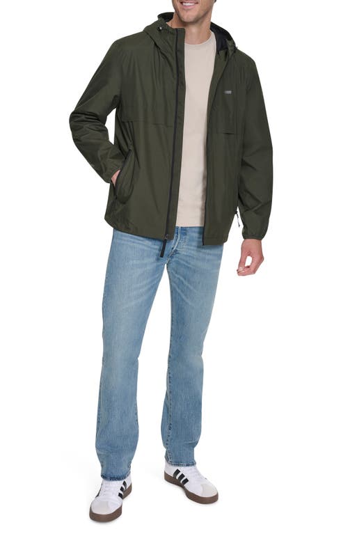 Shop Levi's Water Resistant Hooded Rain Jacket In Olive