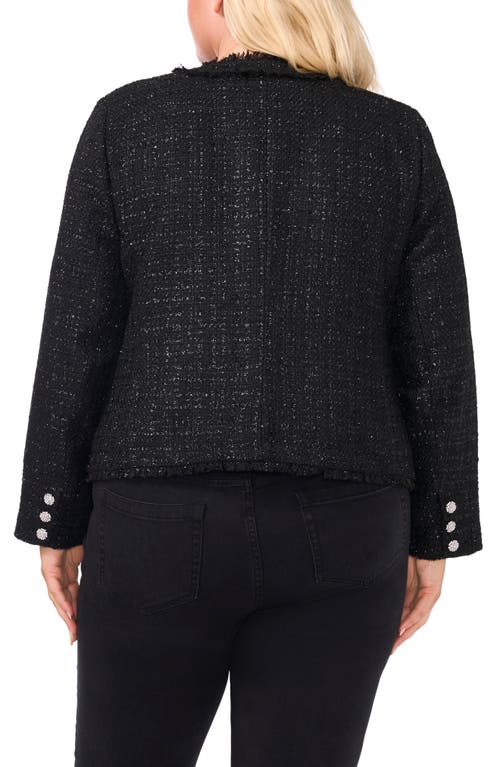 Shop Cece Embellished Fringe Tweed Jacket In Rich Black