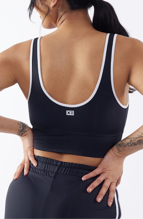 Tomboyx Straight Up Longline Bikini Top In Black Novelty