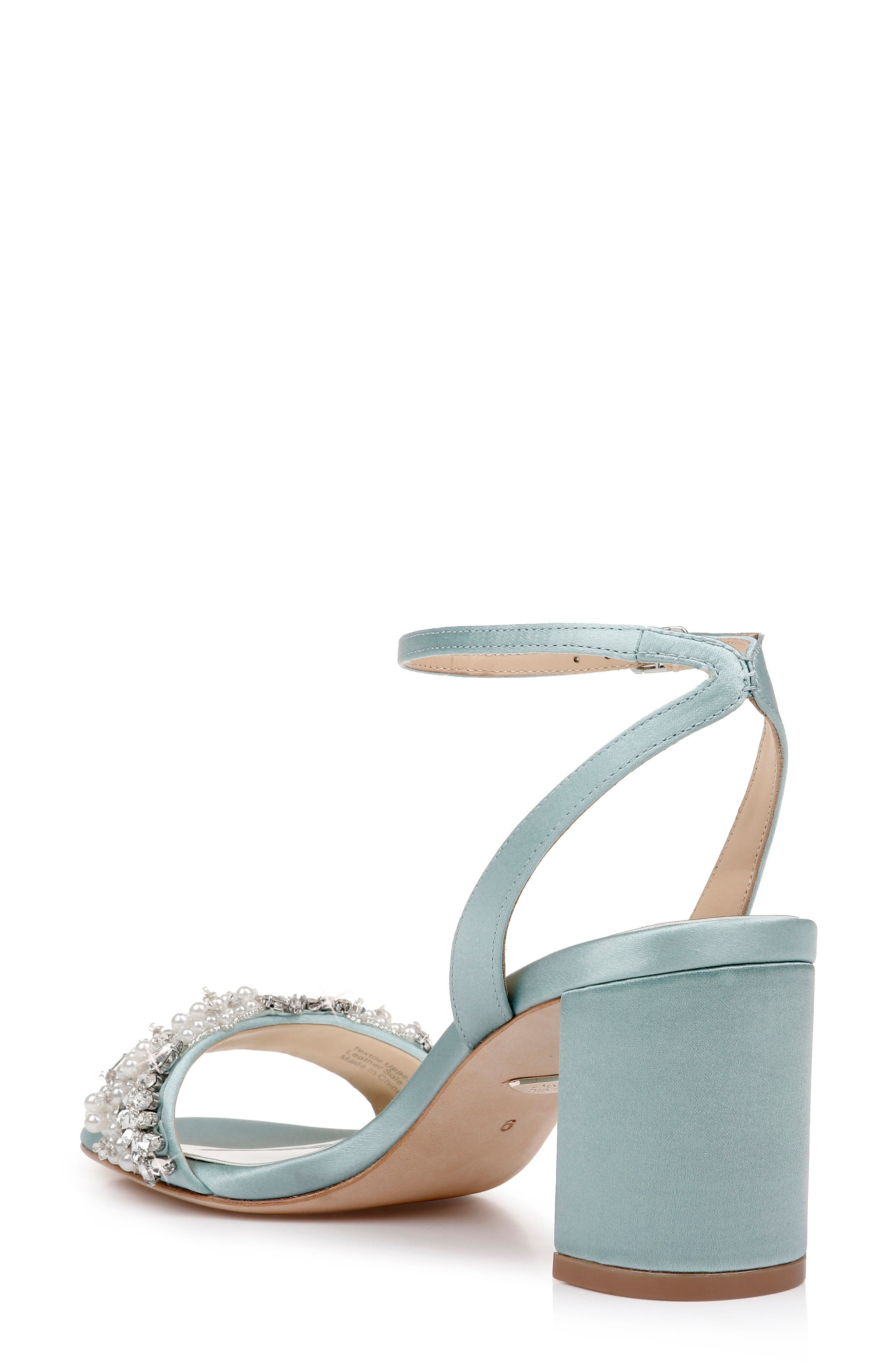 badgley mischka women's clara embellished block heel sandals
