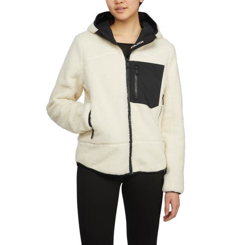 Shop Pajar Blakely Boyfriend Fit Shearling Jacket With Fixed Hood In Natural