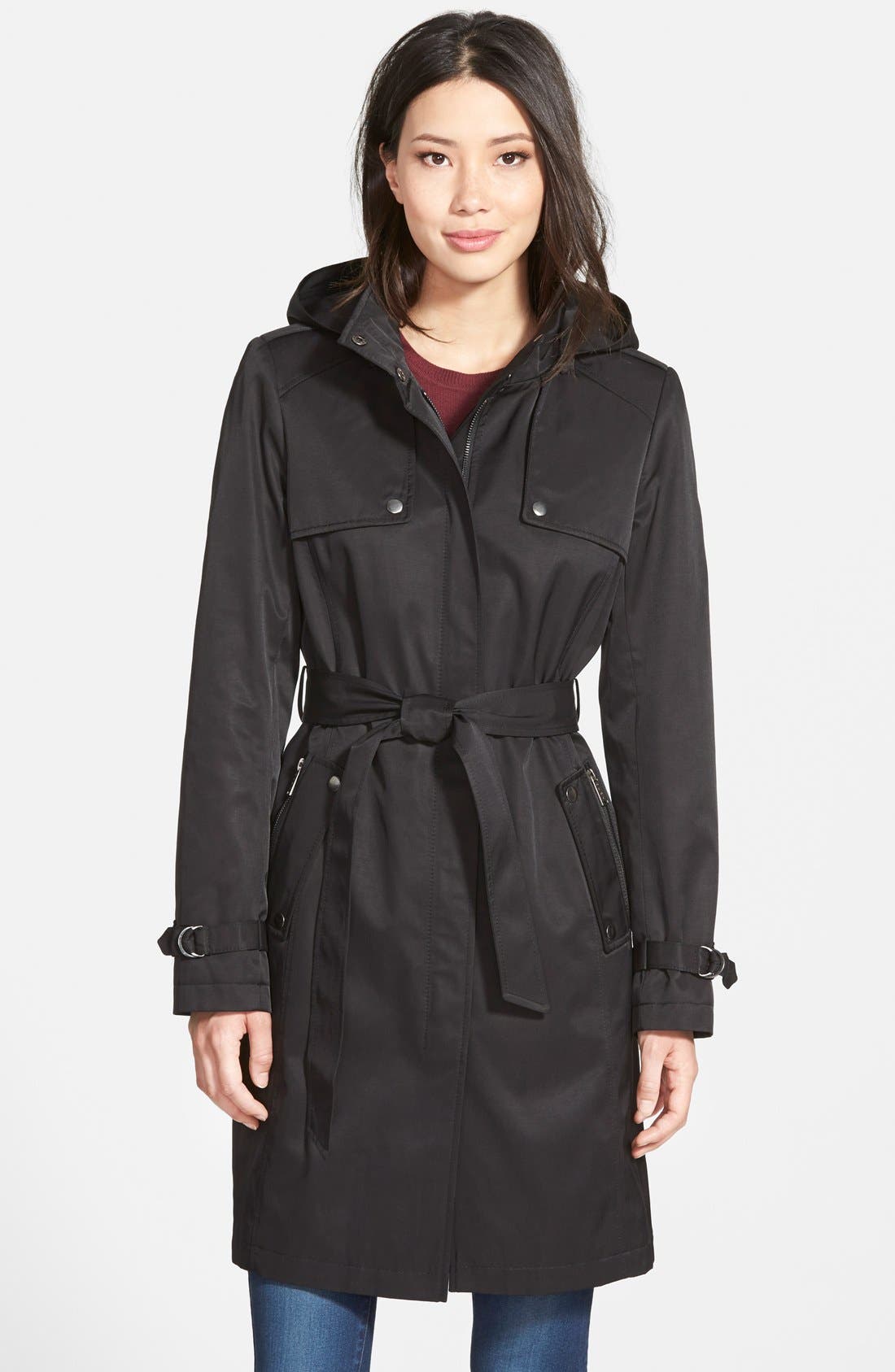 DKNY Single Breasted Trench Coat with Detachable Hood Nordstrom