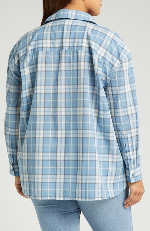 Shop Treasure & Bond Cotton Voile Button-up Shirt In Blue Stacy Plaid