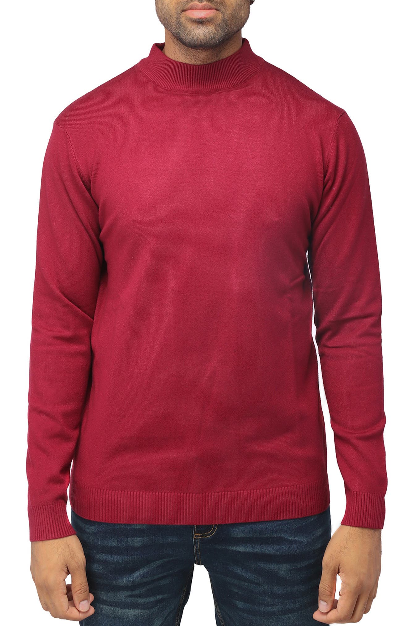 Men's Burgundy Turtleneck Sweaters 