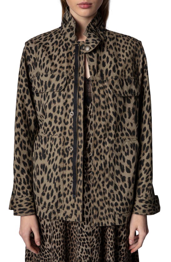 Leopard print utility clearance jacket