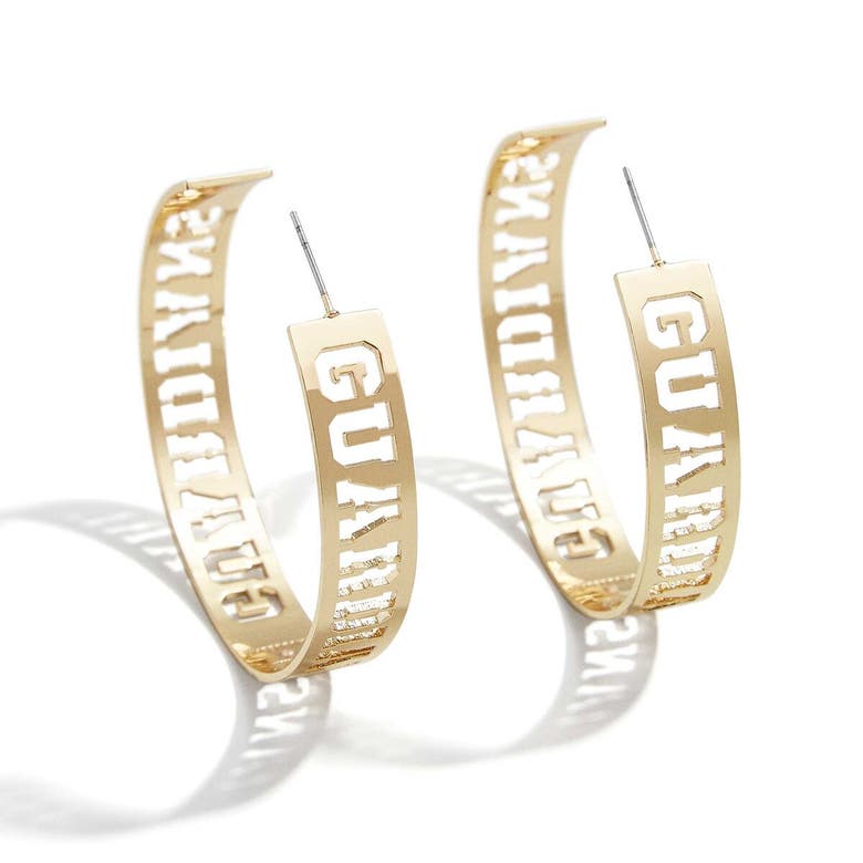 Shop Wear By Erin Andrews X Baublebar Cleveland Guardians Large Cutout Hoop Earrings In Gold