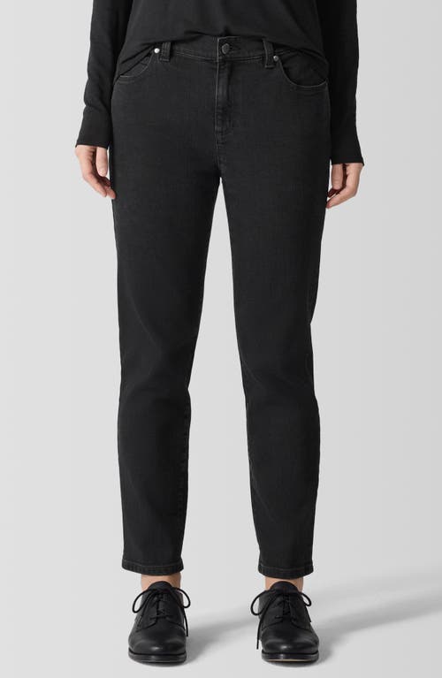Eileen Fisher High Rise Slim Fit Ankle Jeans In Black In Black