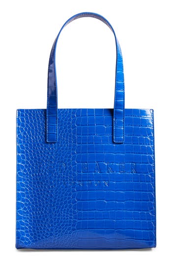 Ted Baker London Reptcon Croc Embossed Faux Leather Tote In Bright Blue