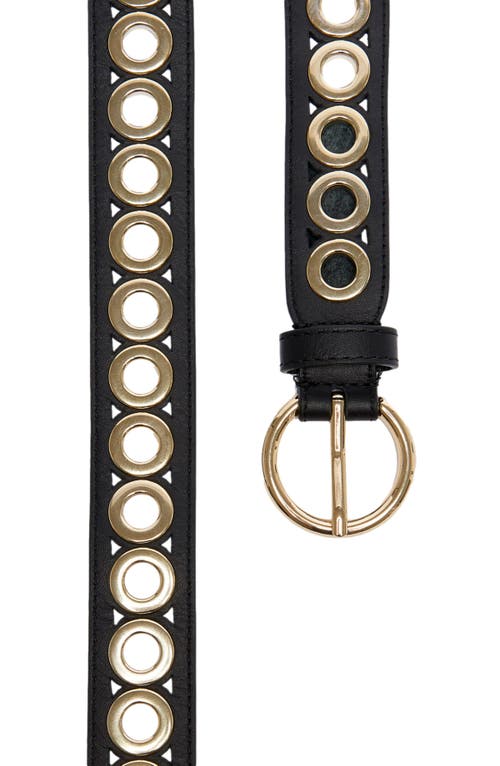 Sandro Belt With Round Buckle And Eyelets In Black