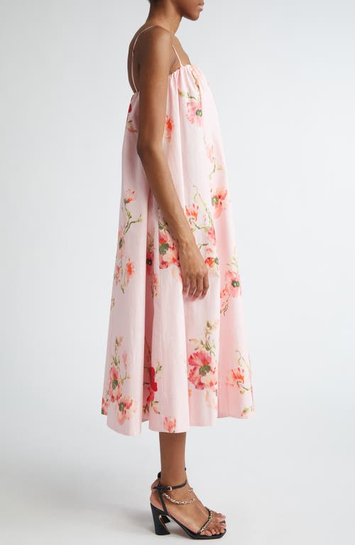 Shop Zimmermann Lightburst Puff Midi Dress In Red Floral