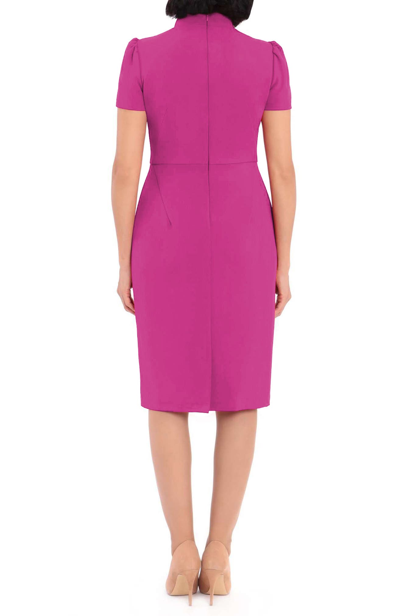 Maggy London | Tie Neck Puff Sleeve Scuba Crepe Dress | Nordstrom Rack