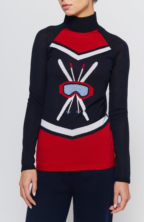 Shop L'etoile Sport Ski Goggle Mock Neck Sweater In Navy