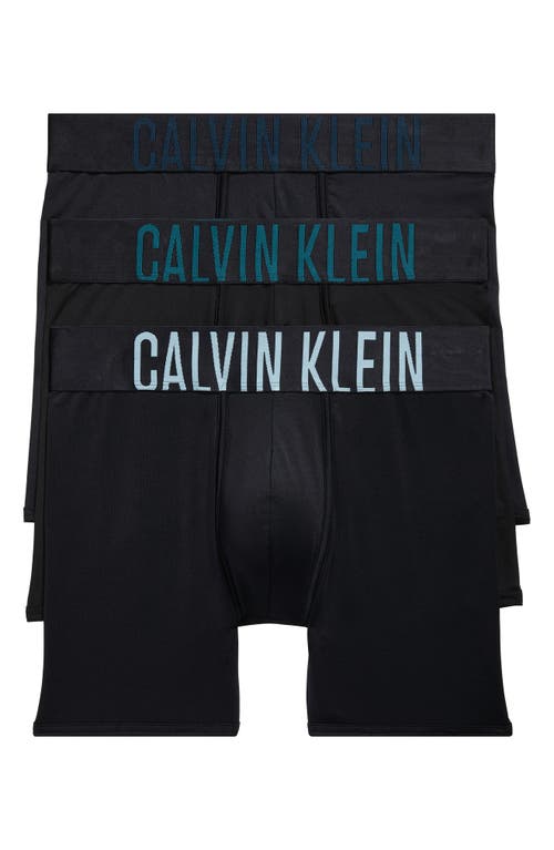 Calvin Klein 3-pack Boxer Briefs In Black/teal Blue Band
