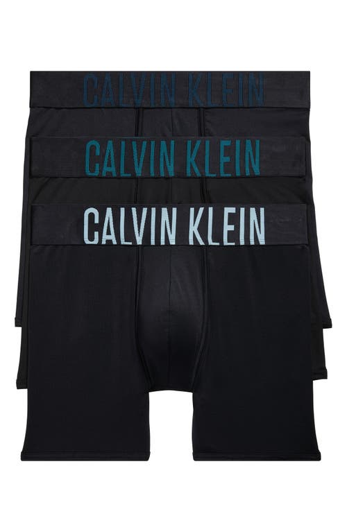 Calvin Klein 3-Pack Boxer Briefs in Black/Teal Blue Band 