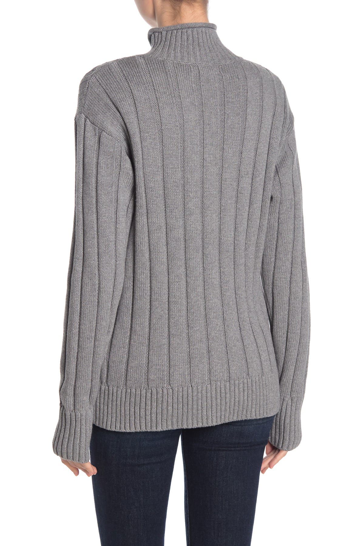 mock neck cable knit sweater