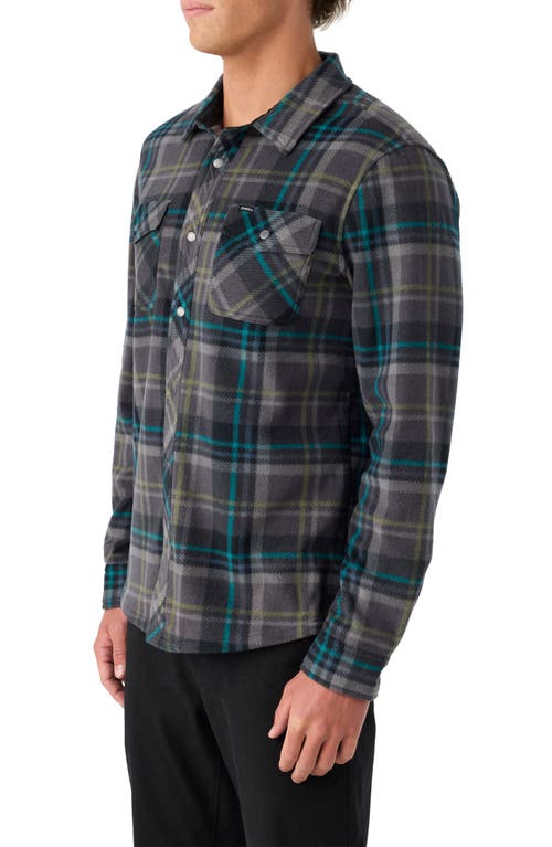 Shop O'neill Glacier Plaid Superfleece Snap-up Shirt In Graphite