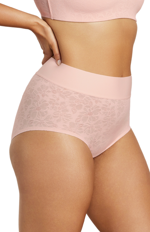 Siella Soft Lace Boy Brief In Barely Pink