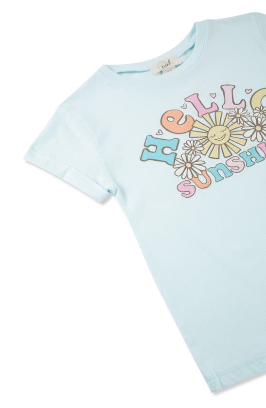 Shop Peek Aren't You Curious Kids' Hello Sunshine Cotton Graphic T-shirt In Light Blue