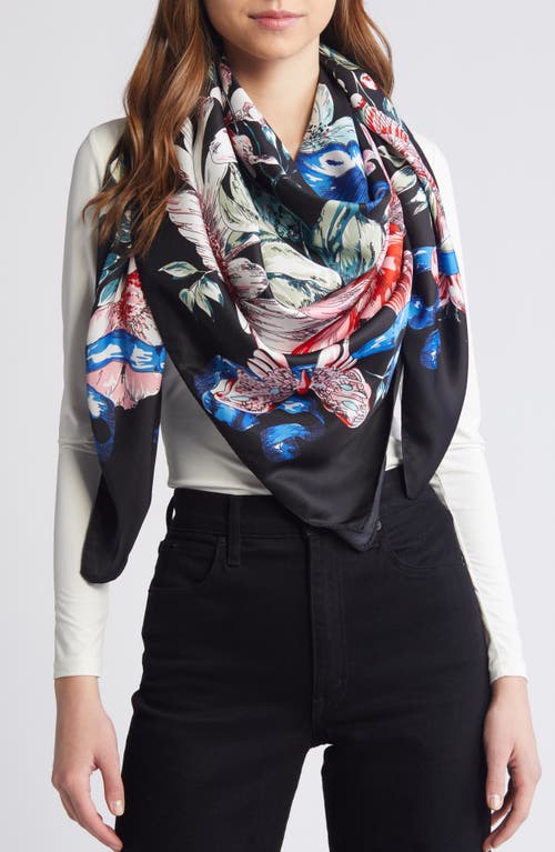 Butterfly Floral Print Scarf in Black