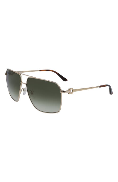 Shop Ferragamo 62mm Oversize Gradient Navigator Sunglasses In Shiny Yellow Gold/green