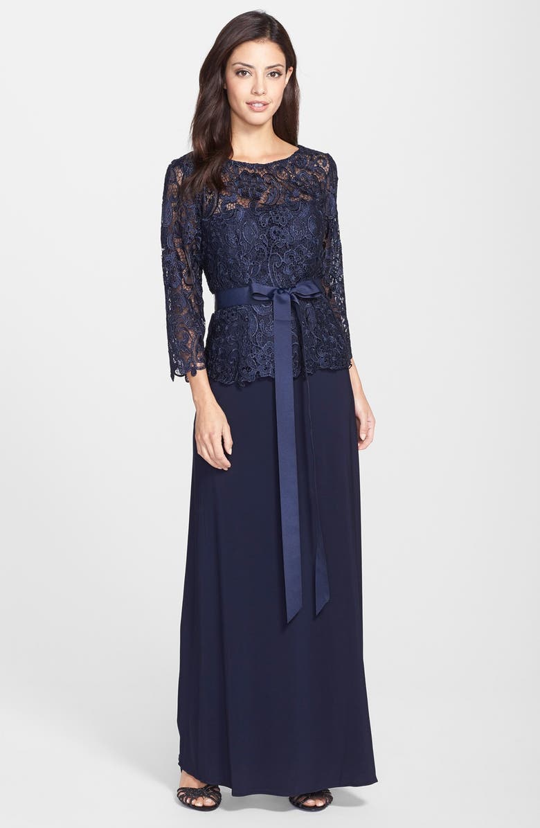 Patra 'Venice' Lace & Jersey Mock Two-Piece Gown | Nordstrom