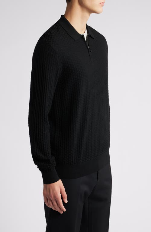 EMPORIO ARMANI EMPORIO ARMANI TEXTURED WOOL QUARTER ZIP SWEATER 