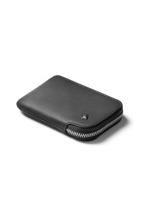 Leather Card Pocket in Charcoal Cobalt